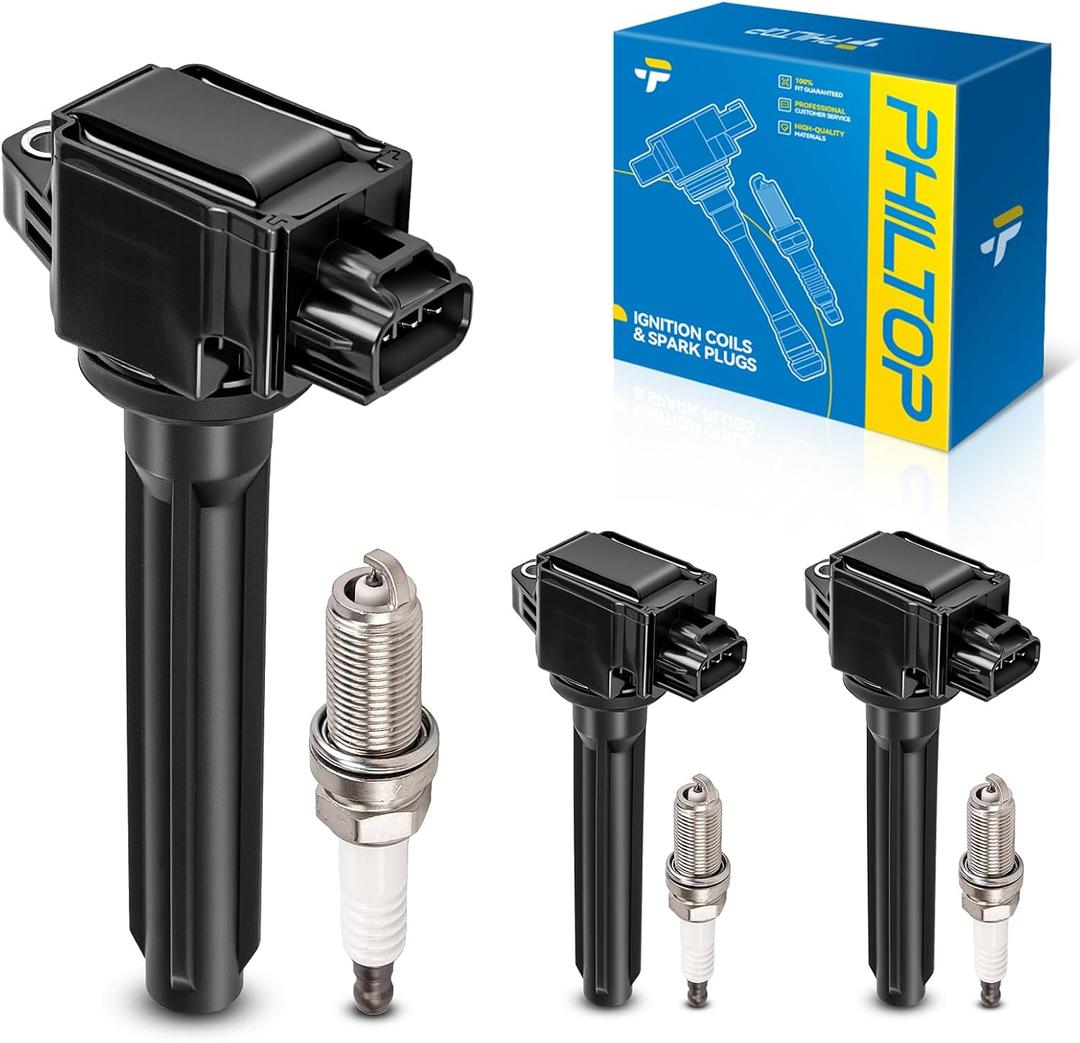 PHILTOP Ignition Coil Pack and Iridium Spark Plugs Fits for Mitsubishi 2014-2015 2017-2023 Mirage, Mitsubishi 2017-2023 Mirage G4, 3PCS UF815