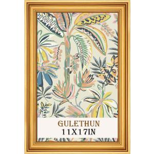 GULETHUN 11x17 Frame, Transitional Modern Design Picture Frames, Rustic Poster Frame for Home Decor, Gold Vintage Photo Frame, Horizontal or Vertical Display, Choose Size & Color, 11x17in