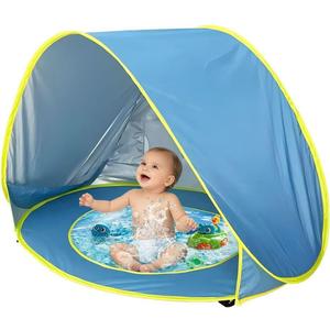 PandaEar Baby Beach Tent with Pool, Pop Up Sun Shelter for Infant Toddlers, Portable UV Protection Shade with Carry Bag for Outdoor Travel, Camping