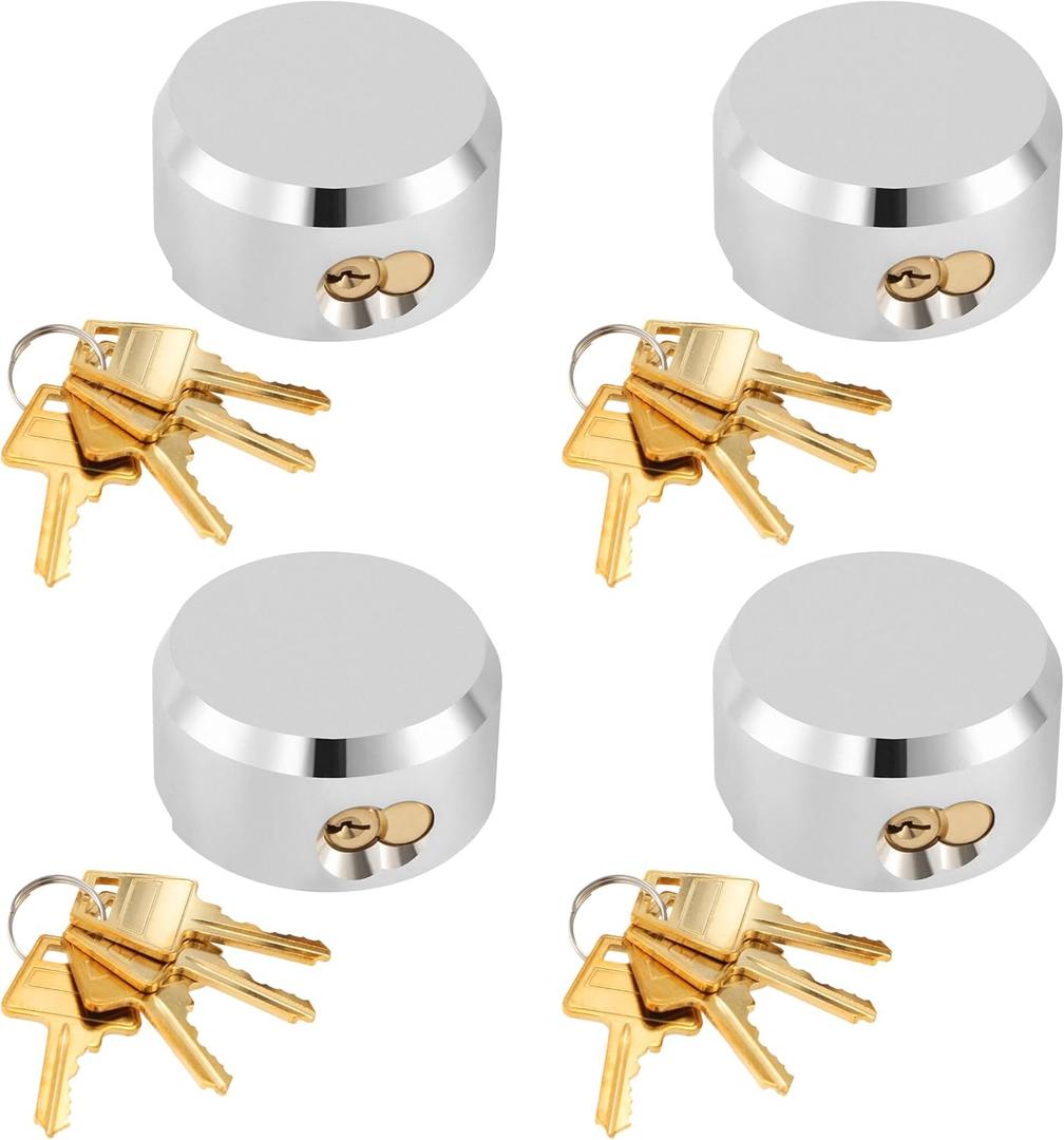 IRONWALLS Keyed Alike Puck Lock 4 Packs, 2-7/8Steel Heavy Duty Hidden Shackle Padlocks with 16pcs Keys, Silver Round Puck Locks with 1.7" (L) x 0.59" (H) x 1.2(D) Shackle Opening, Without Hasp