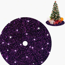 20 Inch Purple Sequin Christmas Tree Skirt， Xmas Tree Skirts Round Tree Base Skirt