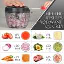 Ourokhome Manual Food Processor Vegetable Chopper, Portable Hand Pull String Garlic Mincer Onion Cutter for Veggies, Ginger, Fruits, Nuts, Herbs, etc., 650ml, Black