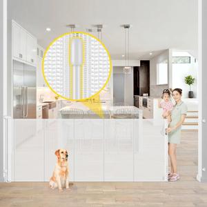 Reinforced 42 Extra Tall x 80 Wide Retractable Baby Gates with Rods to Prevent Crawling Through, Extra Tall Dog Gate for Large Openings Indoor Outdoor Long Mesh Gate for Stairs and Doorways, White (Reinforced 42" Tall x 80" Wide)