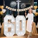 4FT 60 Marquee Numbers, 60 Light up Numbers for Party, 60th Birthday Decorations for Women Men, Big 60 Sign with Light for Anniversary, Birthday Backdrop Decor