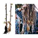 2 PCS Hippie Hair Extension Dreadlocks Hairclip Feather Beads Pendant Dread Wrap Hair Fall Hair Wrap Colorful Accessories for Dreads Braids Curls (Purple, Black)
