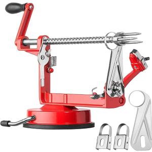 Apple Peeler Slicer Corer with Stainless Steel Blades and Powerful Suction Base for Apples Pears Potatoes( Red)