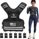 Weighted Vest for Men and Women - 4-10LB/12-18LB/20-32LB with 6 Removable Weights and Reflective Stripe for Home Workouts Body Weight Vest Exercise Set (Black)