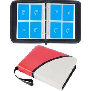 Carrying Case Binder for Standard Trading Card, Holds Up to 400 Cards with 50 Premium Sleeves 4-Pocket Pages (Red)