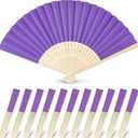 JOHOUSE 12 Packs Foldable Hand Fans, 8.3 Inch Purple Paper Fans Handheld for Purple Birthday Decorations, Wedding, Outdoor Party Favors, Baby Shower DIY Photography Props