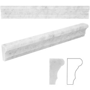 10 Pcs Carrara White Marble Chair Rail Trim Molding, 1.8x12 Inch Bullnose Edge for Bathroom Kitchen Shower Livingroom Walls, Polished