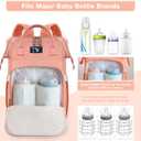 Diaper Bag Backpack for Women - Multifunction Travel Essentials Baby Diaper Bag with Changing Pad, Large Backpack Baby Girl Boy, Insulated Bottle Holders & Stroller Straps (Pink+Orange)