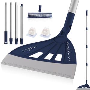 Magic Air Broom Household Silicone Broom for Floor Cleaning, Multifunctional Floor Squeegee with 60 Aluminum Adjustable Handle, Pet Hair for Glass, Fine Dust, Hair, Liquids (Blue)