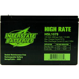 Interstate Batteries 12V 9Ah High Rate Battery (F2 Terminal) SLA AGM VRLA Rechargeable Replacement for APC Smart-UPS, UPS Back Up Systems, Security, Medical Devices (HSL1079)