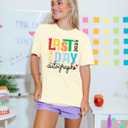 Last Day of School Teacher Shirt: Womens Last Day Autographs 2025 T-Shirt School Graduation Casual Short Sleeve Top (Yellow, L)