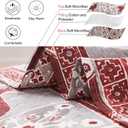 Hailea Christmas Quilt Set Twin Size Moose Deer Bedding Sets Xmas Lodge Cabin Bedspread Coverlet Lightweight Rustic Bedding Cover Red Grey Elk Snowflake Holiday Xmas Quils Western Country Decor
