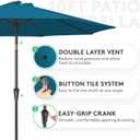 JEAREY 10FT Outdoor Patio Umbrella Outdoor Table Umbrella with Push Button Tilt and Crank, Market Umbrella 8 Sturdy Ribs UV Protection Waterproof for Pool, Garden (Lake Blue)