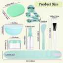 11 Pcs DIY Mask Mixing Tools Set Mixing Bowl, Headband, Spatula, Brush, Spray Bottle, Puff, Soaking Bottle, Measuring Tools, Bowl LidGreen