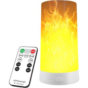 LED Flame Effect Light, Flame Lamp with Remote & Timer, USB Rechargeable 4 Modes Waterproof Fire Lights Campfire Fireplace Lantern, Flameless Candles for Home Garden Halloween Party Bar Dcor