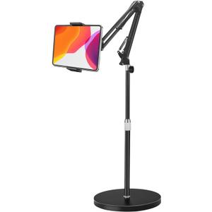 Tablet Floor Stand, Overhead Bed Phone Stand with 12 lb Super Stable Base & Angle/Height Adjustable, Compatible with 4.5''-13'' iPhone, iPad Pro 12.9, Galaxy Tab, Kindle, Phones