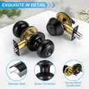 Plustool 4 Pack Front Door Lock Set,Matte Black Exterior Door Lock Set with Deadbolt,Single Cylinder Deadbolt Lock and Door Knob Set,Keyed Alike Door Knob with Lock&Keys,Round Ball Entry Door Lockset
