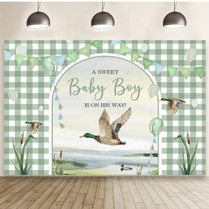 MEHOFOND 7x5ft Mallard Duck Baby Shower Backdrop Duck Hunting Boy Baby Shower Party Decorations a Sweet Baby Boy is on his Way Photography Background It's a Boy Party Supplies Photo Booth Props