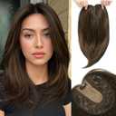 MEDO 14 Inch Dark Brown with Highlights Hair Toppers for Women with Thinning Hair