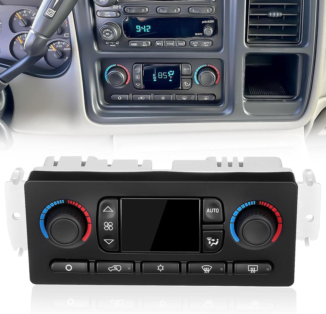 Front A/C Heater Control Switch 599-009 Front Climate Control Module Fit for Chevy Silverado Avalanche Suburban Tahoe Fit for GMC Sierra Yukon XL Fit for Cadillac Escalade/ESV/EXT 2003 2004# 15107730