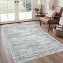 3x5 Washable Area Rug for Entryway, Soft Kitchen Rugs Non Slip for Dining Room, Vintage Abstract Living Room Rug, Thin Area Rugs Indoor for Bedroom, Kids Room Decor(3'x5', Grey/Ivory)