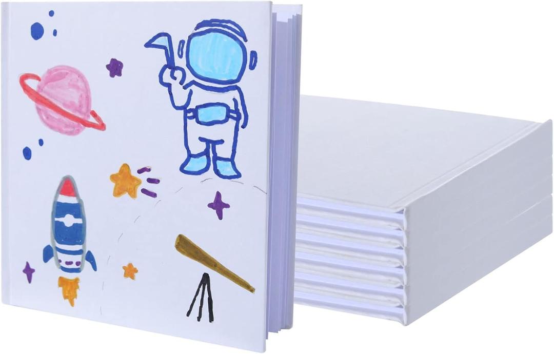 6 Pack Hardcover Blank Book,5x5 Inch Unlined Sketchbook Journal - 18 Sheets/36 Pages Each, Bulk Pack of White Hardcover Blank Books for Writing, Drawing Make Your Own Book, Multi-Purpose for Students & Adults