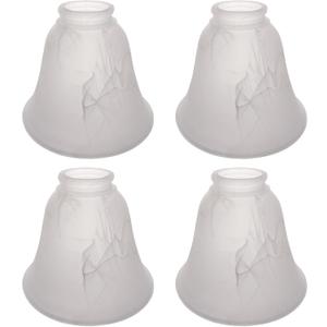 HonoDing Ceiling Light Replacement Lamp Shade Set of 4, White Cloud Flat Hanging Bell Frosted Glass Lampshade Replacement Glass Lamp Shade for Ceiling Fan Light Kit (White Alabaster)