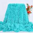 Plush Super Soft Blanket Bedding Sofa Cover Furry Fuzzy Fur Warm Throw Qulit Cozy Couch Blanket for Winter (51x63 Inches,Turquoise)