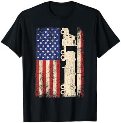 Truck Driver USA American Flag Patriotic Trucker Men T-Shirt, XS