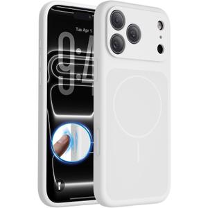 FlyReal Magnetic for iPhone 17 Pro Max Case, Design for iPhones New Back, Compatible with MagSafe, Integrated Silicone Camera Control & Camera Protection Microfiber Lining Case, 6.9", White