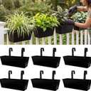 LaLaGreen Rail Planter (16 Inch, 6 Pack) Rectangular Metal Metal Hanging Flower Pots Railing Fence Balcony Gardening for Apartment Patio Planters Garden Style Iron Outdoor Deck Decoration Porch Decor