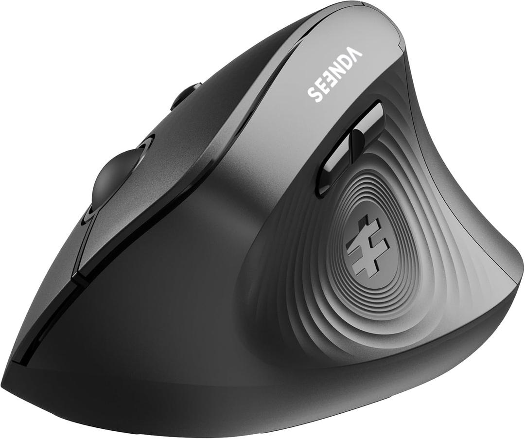 seenda Ergonomic Mouse Wireless, MOU200 Bluetooth Vertical Mouse - 3 Multi-Device Connectivity,1000/1600 /2400 DPI, Ergo Optical Mice for Windows, Mac OS, Computer/PC/Laptop, Black