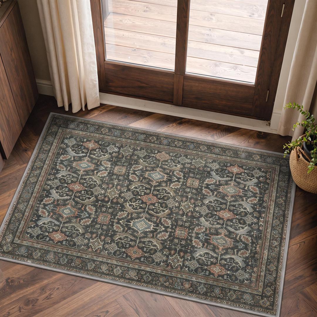 9X12 Washable Area Rug for Living Room, Vintage Boho Non-Slip, Deep Blue
Soft Low Pile Distressed Indoor Bedroom Dining Room Carpet, Faded Print Muted Tone, Vacuum Lightweight Thin Friendly