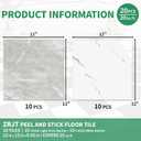 20-Pack Peel and Stick Vinyl Floor Tile Glossy 12x 12 inch, Strong Adhesive Stick on Floor Tiles for Bathroom, Renters, Kitchen, Polish Light Grey&White Marble (10 per Color)