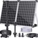 POPOSOAP 55W Solar Fountain Pump for Outdoor Pond, 480GPH Solar Pond Pump with Dry-Run Protection, Solar Powered Water Pump with PVC Tubing, 17Ft Cord for Ponds, Garden, Waterfall, Hydroponics