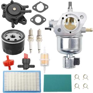Carburetor Compatible with John Deere MIA10591 X300 X300R X304 Series Tractor,Carb Tune Up Kit Includes Fuel Pump & Spark Plug & Oil Filter & Air Filter & Fuel Filter