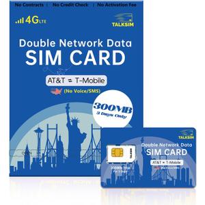 8 x Prepaid 5G/4G LTE Data SIM Card Support AT&T, T-Mobile Network, USA Data Only SIM Card for Unlocked Security Cameras/Smart Phone/Tablet/Mobile WiFi Hotspot/Smart Watch, No Contract