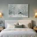Framed Forest Landscape Wall Art, Modern Cottage Canvas Art Prints, Contemporary Nature House Pictures Wall Decor for Living Room Bedroom Dining Room Hallway Office 24x36 In