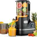 AIRMSEN Juicer Machines, 5.8" Feed Chute Cold Press Juicer for Whole Fruit and Vegetable, 2.2 qt Auto-Feed Time-Saver, 7+1-Stage New Upgraded Auger Slow Masticating High Yield, Easy to Clean Black