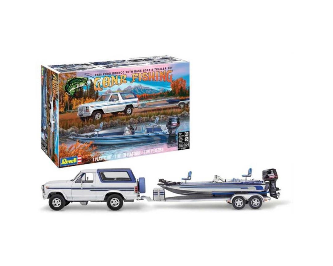 1/24 1980 Ford Bronco & Bass Boat w/Trailer Model Kit
