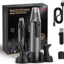 AREYZIN Nose Hair Trimmer for Men,Rechargeable Ear and Nose Trimmer Kit,Professional Painless Eyebrow Facial Hair Clipper, IPX7 Waterproof,Dual Edge Blades Easy Cleansing,Dark Gray