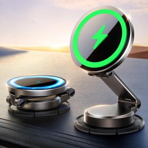 JOYROOM for MagSafe Car Mount Charger, [All-Metal] 15W Fast MagSafe Car Charger, Magnetic Phone Holder for Car Dashboard for iPhone 17 Pro Max Air/16 15 14 13 12 Pro Max Plus, Dark Blue