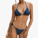 SweatyRocks Women's Bikini Halter Tie Side Backless Polka Dots Print 2 Piece Bathing Suits Summer Beach, M