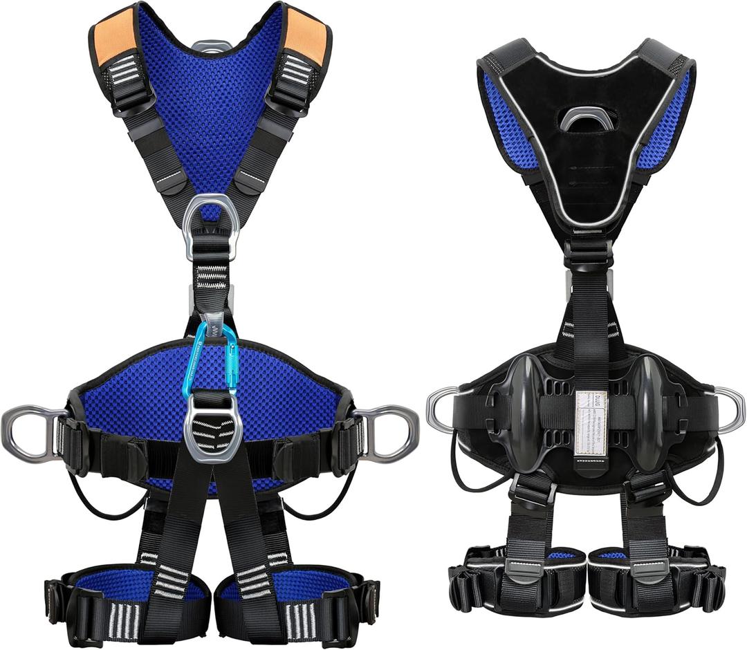 Fall Protection Full Body Safety Harness 5pt Roofing harnesses Aluminum O-Rings 8Thick Back Support Belt Construction With Reflective Strips OSHA/ANSI Compliant