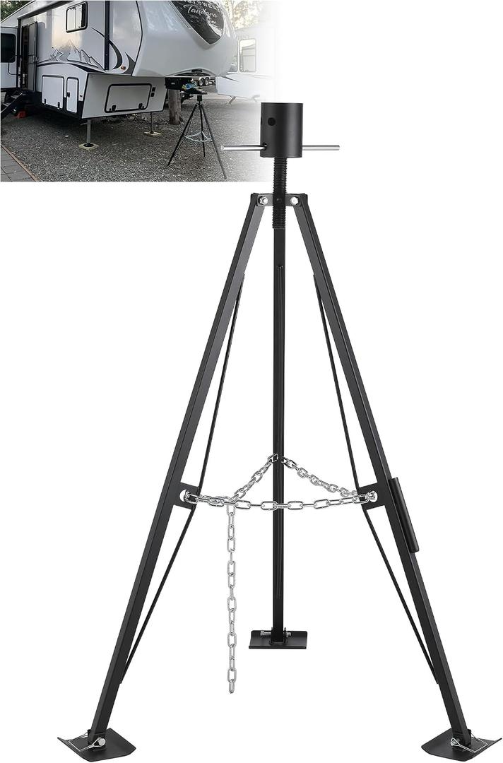 Fifth Wheel Tripod Stabilizer, King Pin Stabilizer for 5th Wheel with Adjustable Height 35-55", Heavy Duty RV Tripod Jack with 5000lbs Load Capacity, Easy Installation and for Most RV Needs