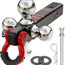 Ayleid Trailer Hitch Tri-Ball Mount with Hook&Pin&Rotatable Tow Shackle,Fits 2-in Receiver with 1-7/8-in,2-in,2-5/16-in Hitch Ball