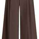 PRETTYGARDEN Womens Spring Wide Leg Palazzo Pants 2026 Trendy Loose Button High Waist Pleated Work Business Casual Trousers (X-Large, Brown)